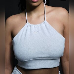 NWT NIKE Women's Sportswear Chill Terry Crop Halter Top ~XXL